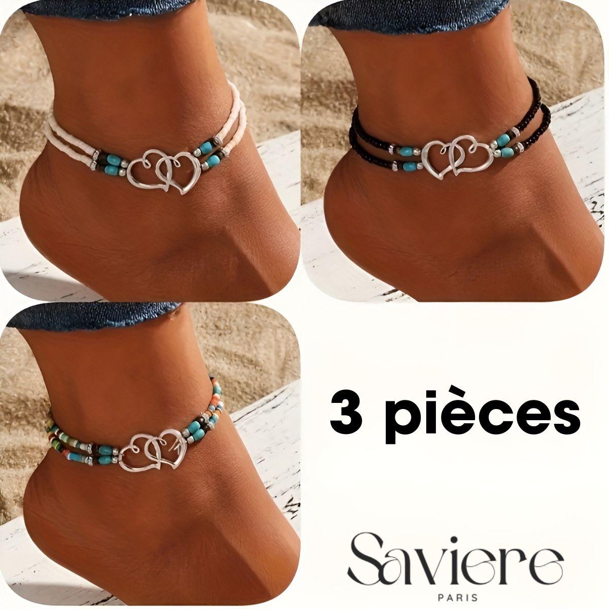 Océana™ | Bracelet de Cheville Bohème avec Perles de Rocaille | Lot de 3 Pièces