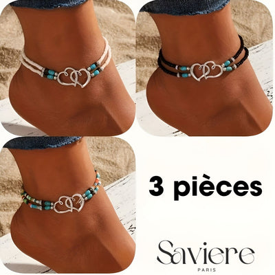 Océana™ | Bracelet de Cheville Bohème avec Perles de Rocaille | Lot de 3 Pièces