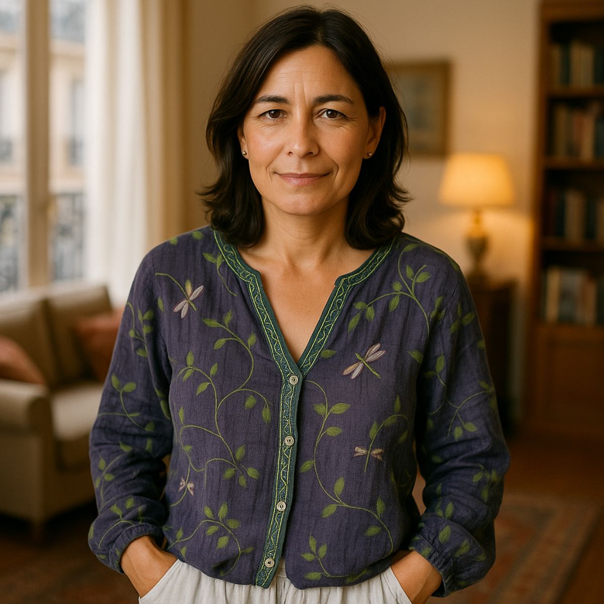 Ophéline™ | Blouse Vintage à Imprimé Feuilles