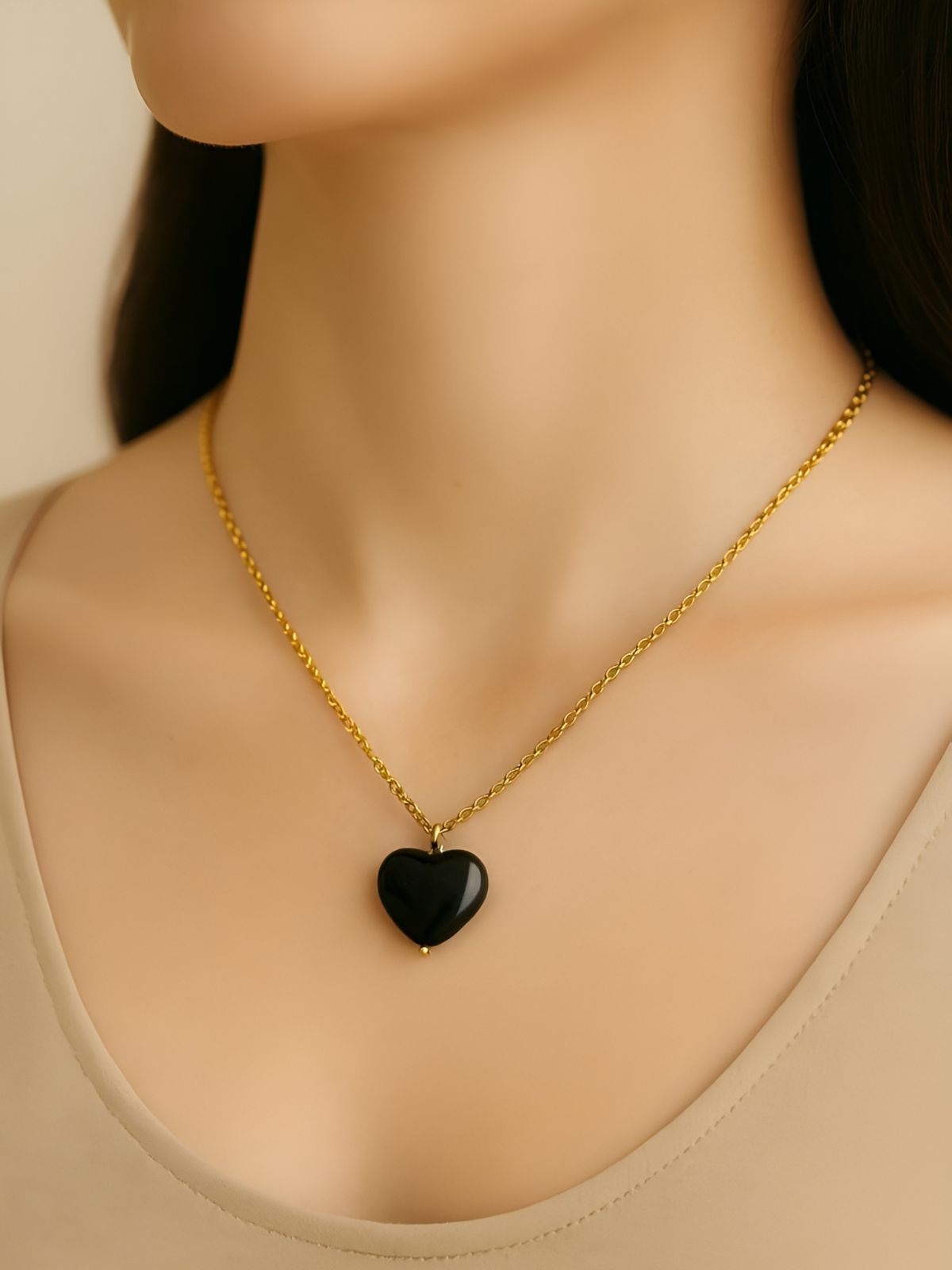 Zélie™ | Collier Coeur Onyx Noir