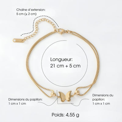 Sybille™ | Bracelet de Cheville Papillon Givré