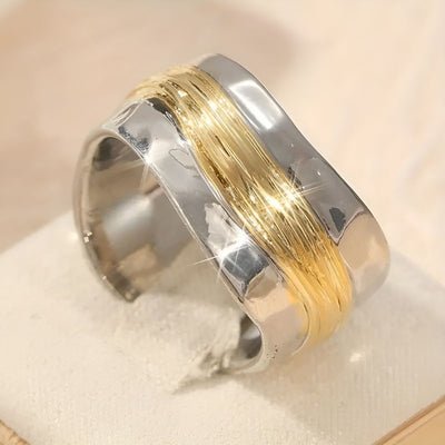 Gaïa™ | Bague Argentée aux Fils Dorés