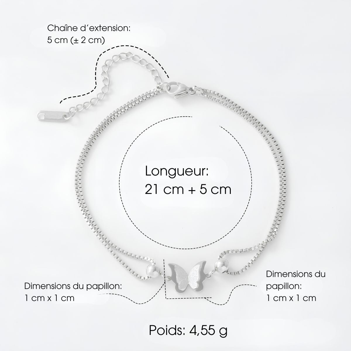 Sybille™ | Bracelet de Cheville Papillon Givré