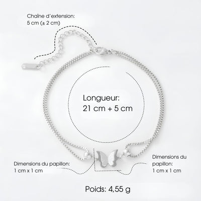 Sybille™ | Bracelet de Cheville Papillon Givré