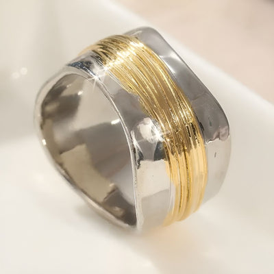 Gaïa™ | Bague Argentée aux Fils Dorés