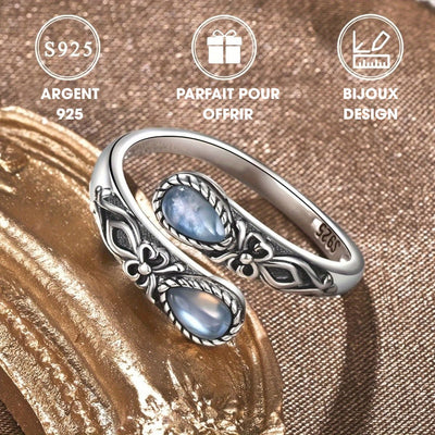 Marie-Lys™ | Bague Réglable en Argent en Pierre de Lune