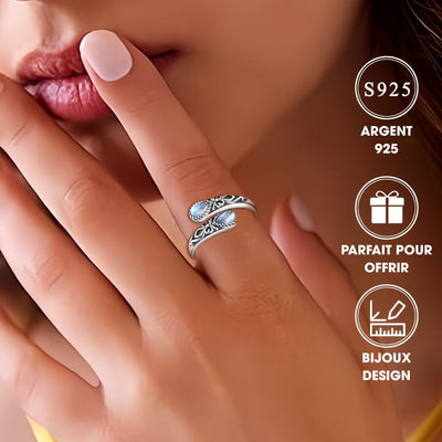 Marie-Lys™ | Bague Réglable en Argent en Pierre de Lune