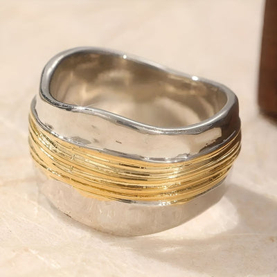 Gaïa™ | Bague Argentée aux Fils Dorés