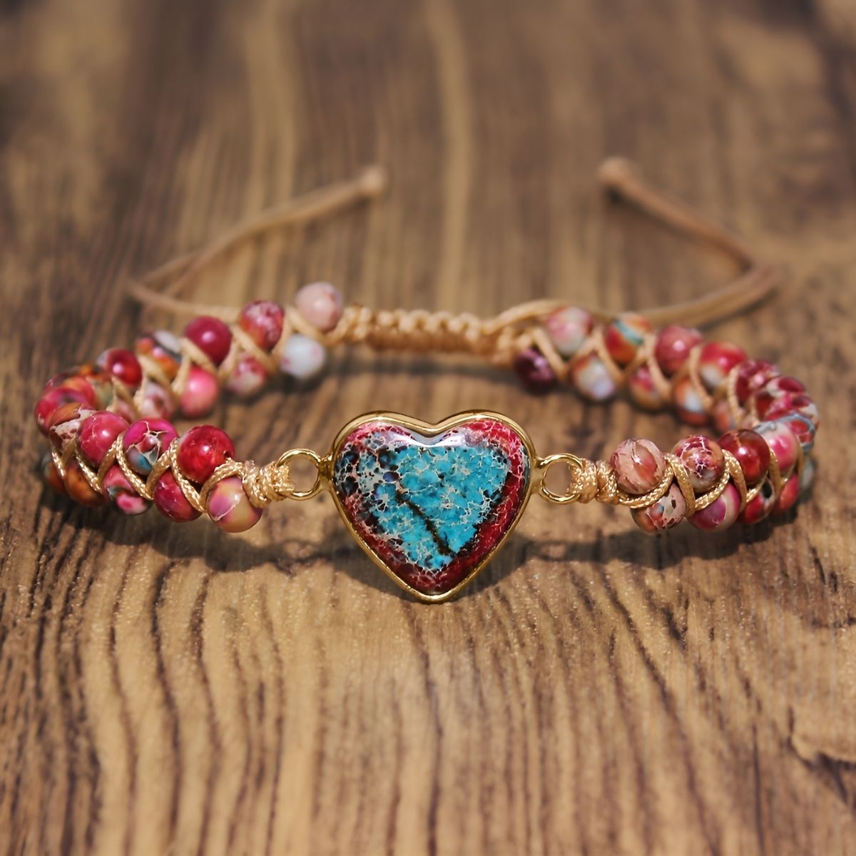 Zénaïde™ | Bracelet Ajustable Boho-Chic pour le Chakra du Cœur