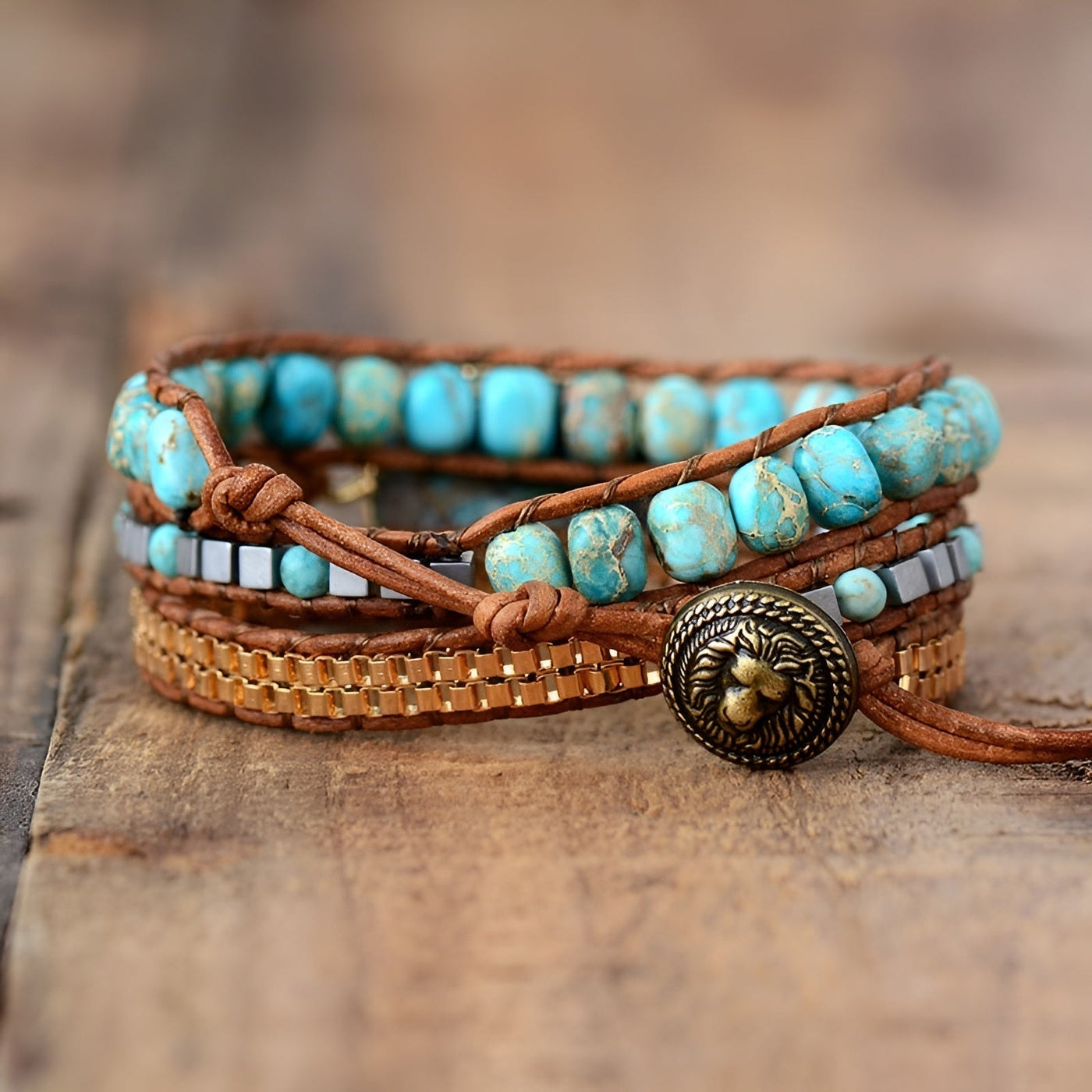 Moa™ | Bracelet guérisseur avec turquoise et jaspe